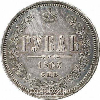 Монета 1 рубль 1863 года