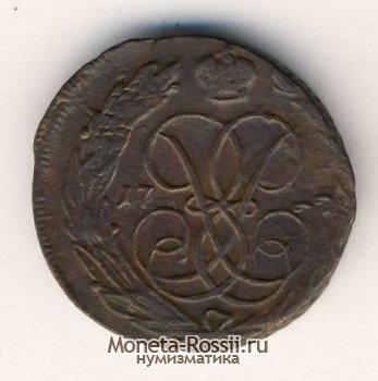 Монета 1 копейка 1757 года