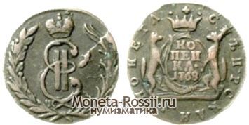 Монета 1 копейка 1768 года