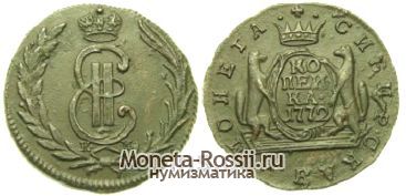 Монета 1 копейка 1772 года