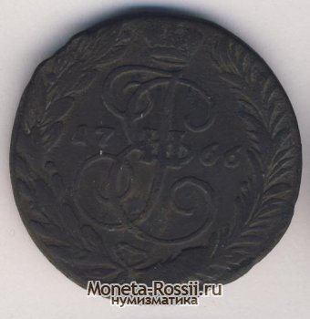 Монета 2 копейки 1766 года