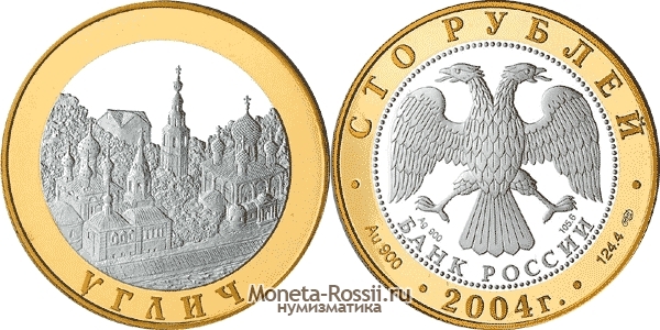 Монета 100 рублей 2004 года 