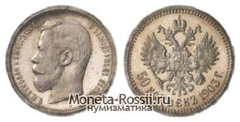 Монета 50 копеек 1903 года
